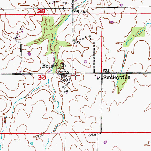 Topographic Map of Bethel School (historical), MO