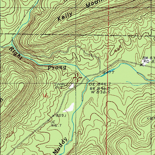 Topographic Map of Right Prong Muddy Creek, AR