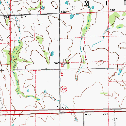 Topographic Map of Bates School (historical), MO