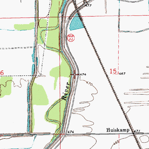 Topographic Map of South River Levee, MO
