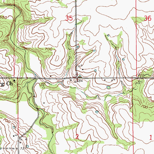 Topographic Map of Sharpsburg, MO