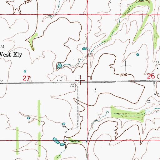Topographic Map of Rowe School (historical), MO