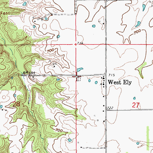 Topographic Map of West Ely Graveyard, MO