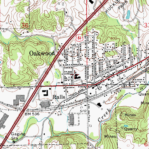 Topographic Map of Tilden School, MO