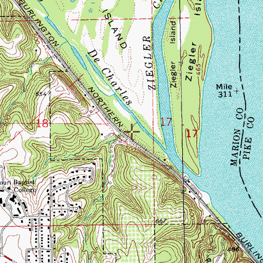 Topographic Map of Bouvet's Mill (historical), MO