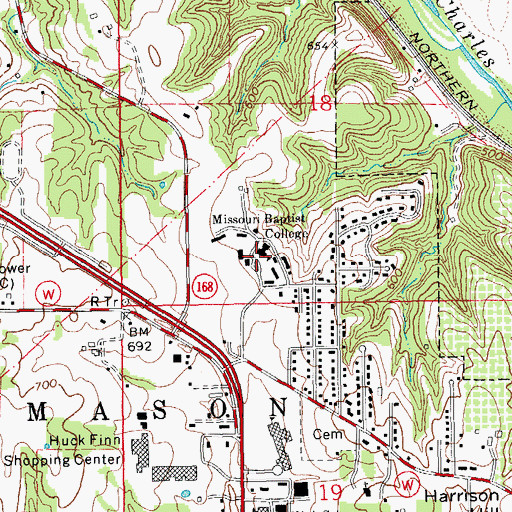 Topographic Map of College Heights, MO