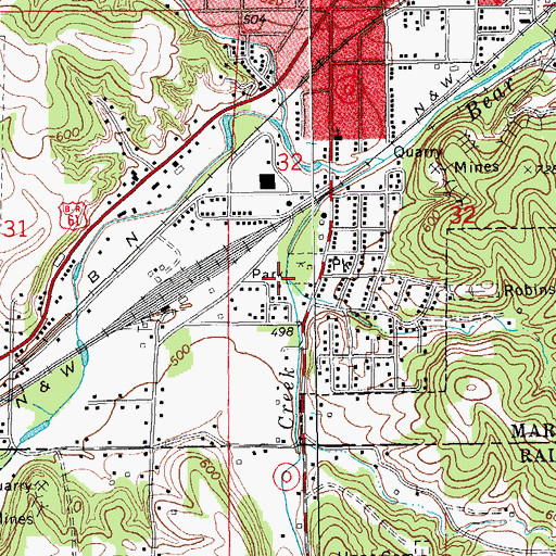 Topographic Map of Daultons Branch, MO
