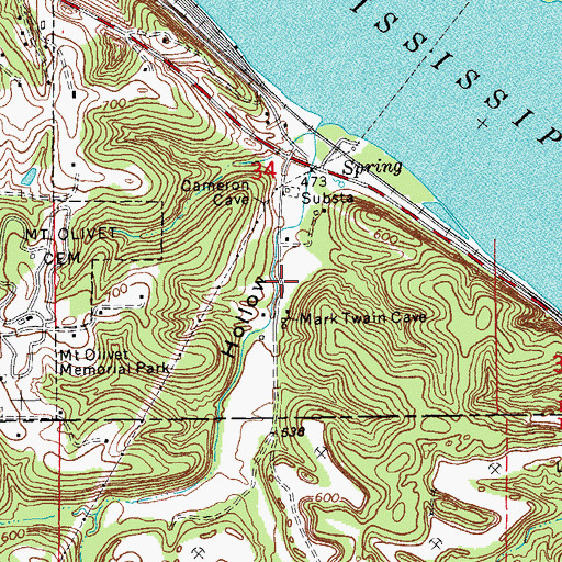 Topographic Map of Cave City, MO