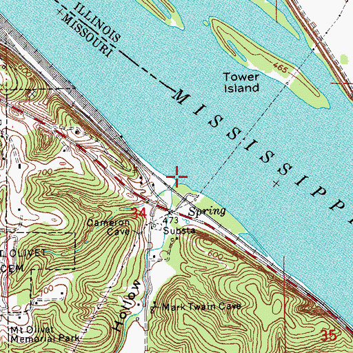 Topographic Map of Fall Creek, MO