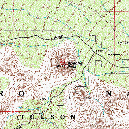 Topographic Map of Apache Peak, AZ