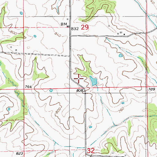 Topographic Map of Bourn School (historical), MO