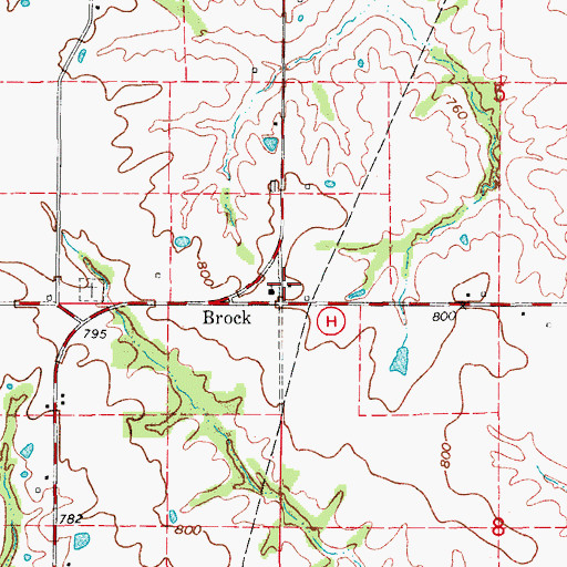 Topographic Map of Brock School (historical), MO