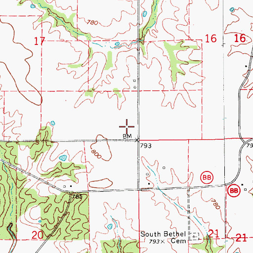Topographic Map of Center Point School (historical), MO