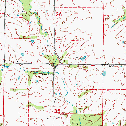Topographic Map of Elm Grove School (historical), MO