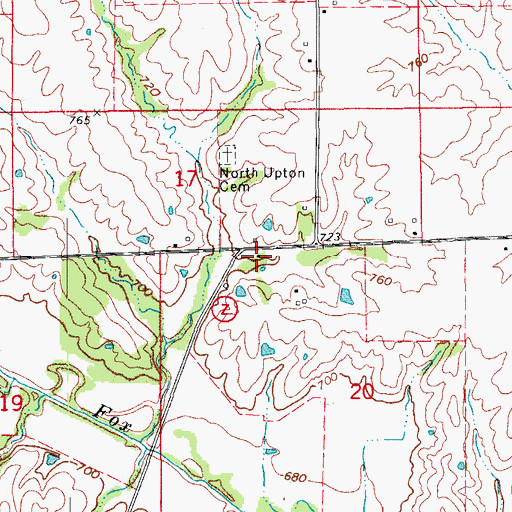 Topographic Map of South Upton School (historical), MO