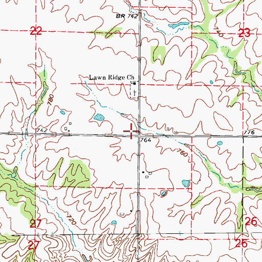 Topographic Map of Lawn Ridge (historical), MO