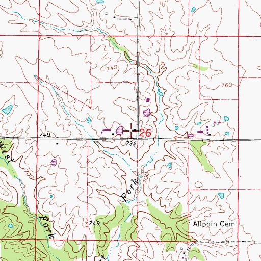 Topographic Map of Jordan School (historical), MO