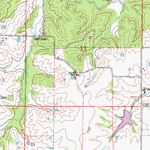 Topographic Map of Prospect Grove School (historical), MO