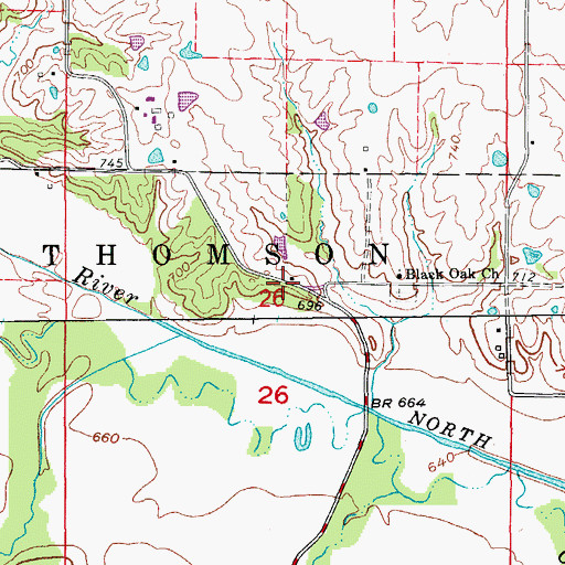 Topographic Map of Black Oak School (historical), MO