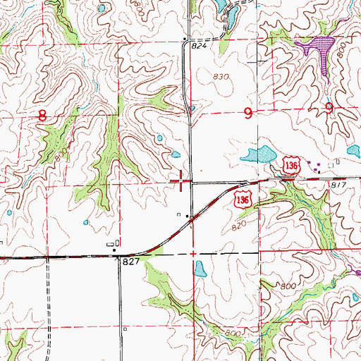 Topographic Map of Dover School (historical), MO