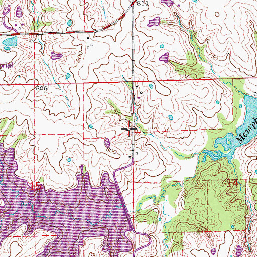 Topographic Map of Hazel Dell School (historical), MO