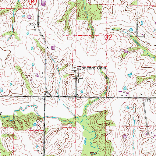 Topographic Map of Concord Church (historical), MO
