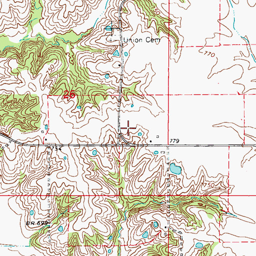 Topographic Map of Union School (historical), MO