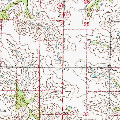 Topographic Map of Plum College School (historical), MO