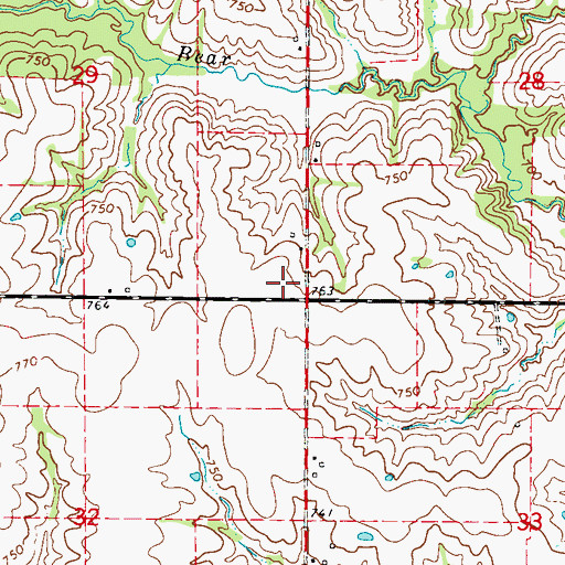 Topographic Map of Round Grove School (historical), MO