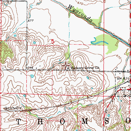 Topographic Map of Hickory Grove Cemetery, MO
