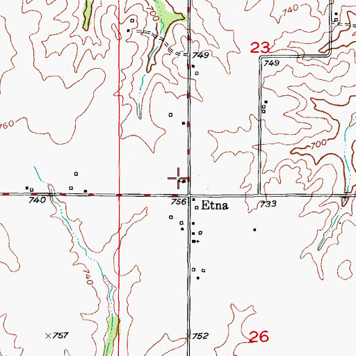 Topographic Map of Etna School, MO