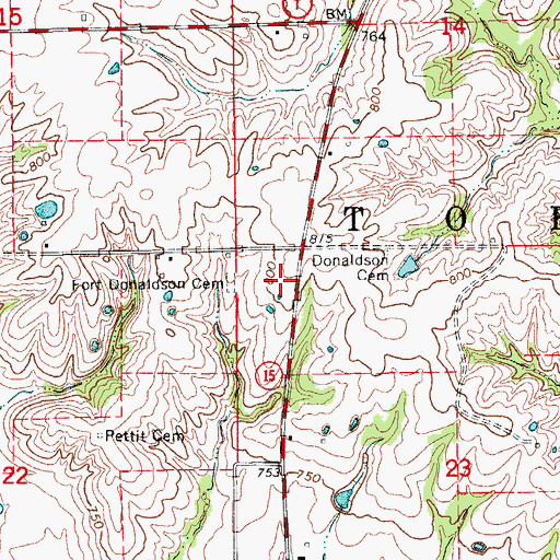 Topographic Map of Fort Donaldson School (historical), MO