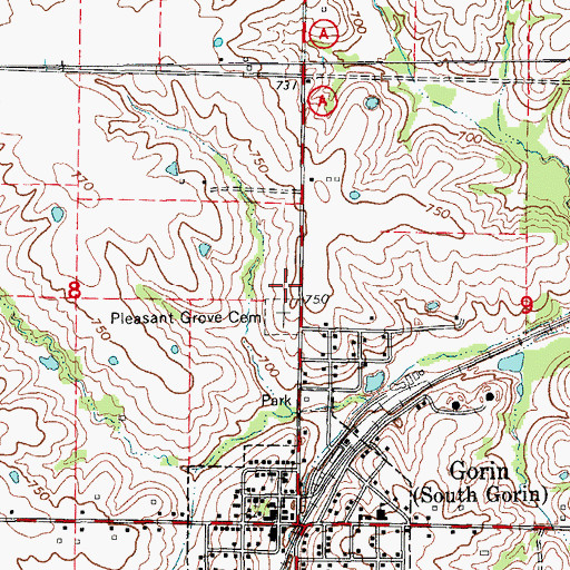 Topographic Map of Pleasant Grove Church (historical), MO