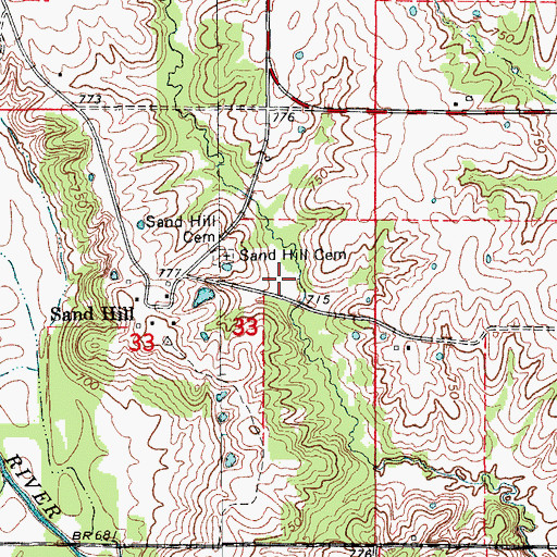 Topographic Map of Sand Hill Church (historical), MO