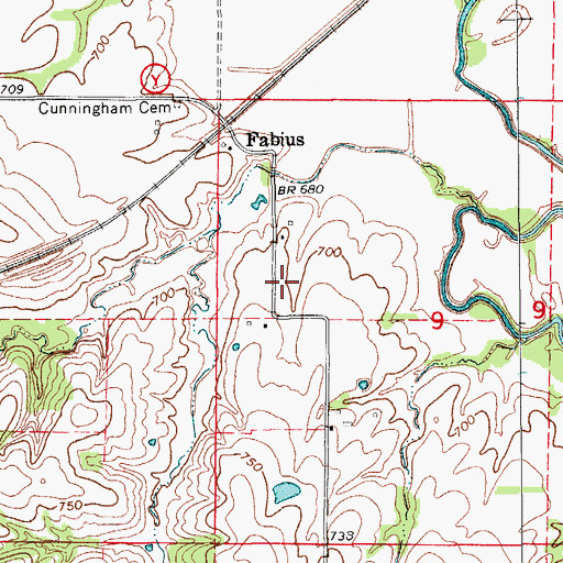 Topographic Map of Fabius School (historical), MO