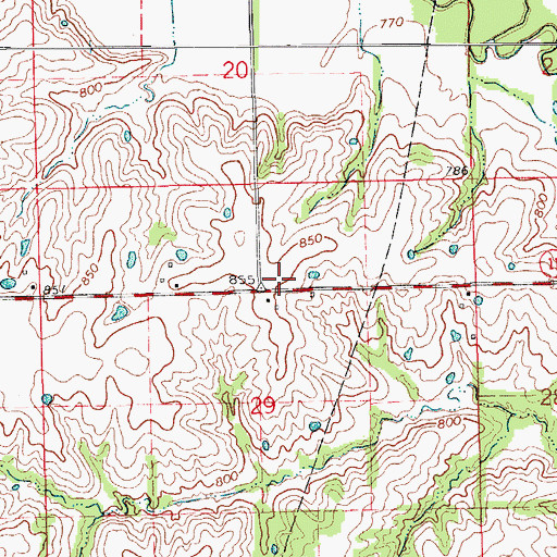Topographic Map of Delaney School (historical), MO