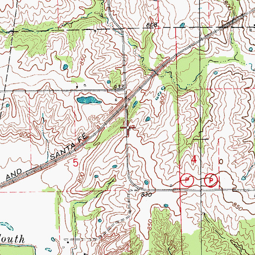 Topographic Map of Baker School (historical), MO
