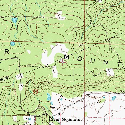 Topographic Map of River Mountain, AR