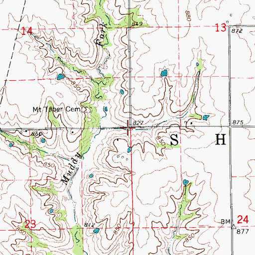 Topographic Map of Muddy Fork, MO