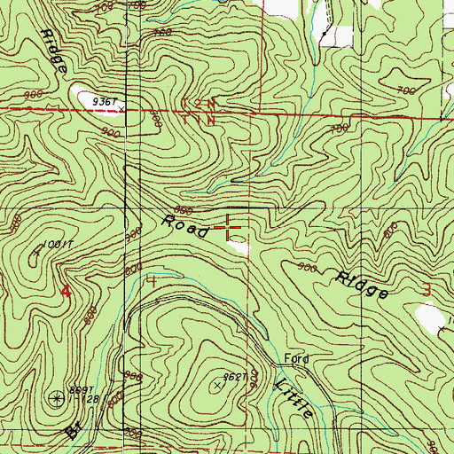 Topographic Map of Road Ridge, AR