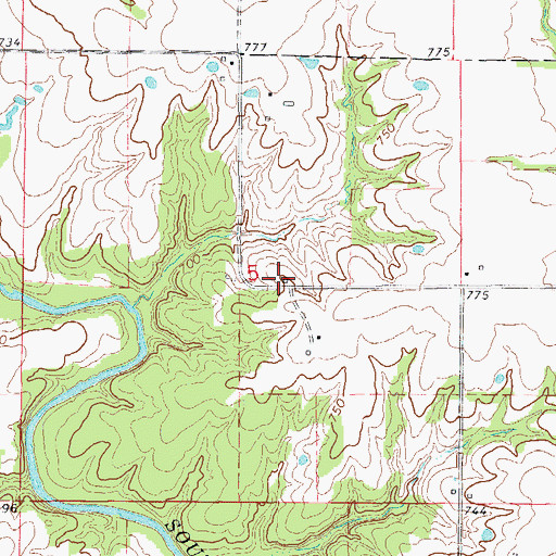 Topographic Map of Ross School (historical), MO