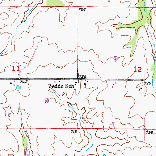 Topographic Map of Jeddo, MO