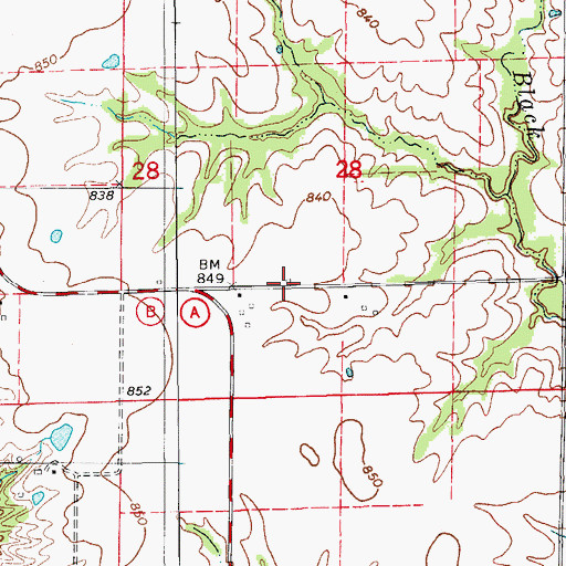 Topographic Map of Mote School (historical), MO