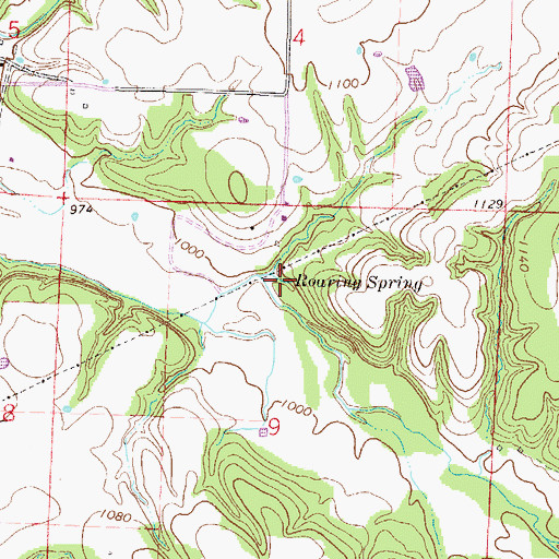 Topographic Map of Roaring Spring, AR