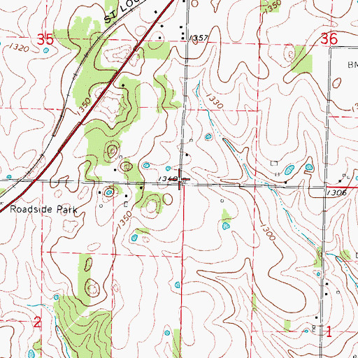 Topographic Map of Tiede School (historical), MO
