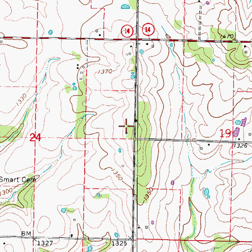 Topographic Map of Smart School (historical), MO
