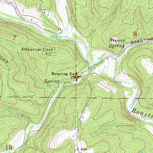 Topographic Map of Roasting Ear Church, AR