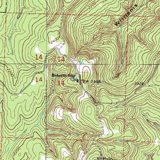 Topographic Map of Roberts Gap Church, AR