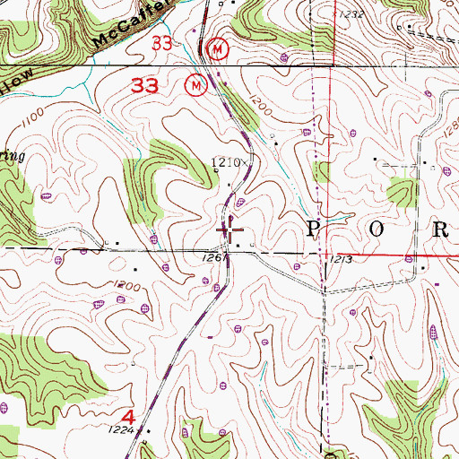 Topographic Map of Line School (historical), MO
