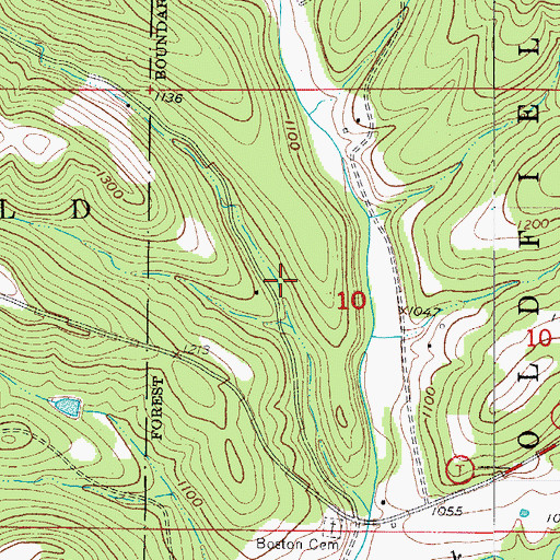 Topographic Map of Boston School (historical), MO
